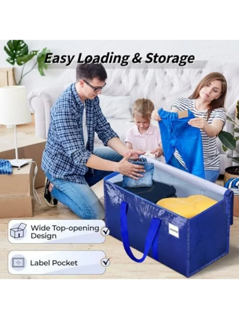 Extra Large Blue Clothes Storage Bins with Lids - 8 Pack, Organize & Simplify!